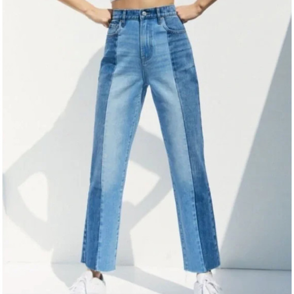 PacSun Denim - PacSun Two Tone High Rise Straight Mom Jeans